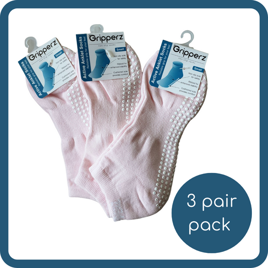 3 Pack Pale Pink Anklet Socks - Small
